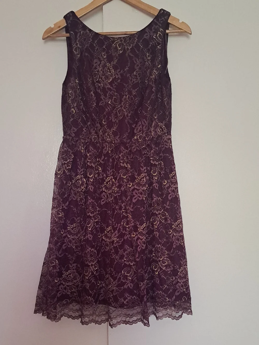 Jessica Simpson Burgundy Junior Dress with Gold Lace Overlay